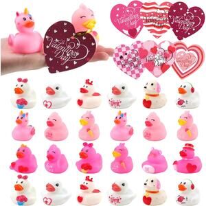 NWT ~ 24 Rubber Ducks Pink White Unicorn Bear Dog Toy Party Gifts Classroom